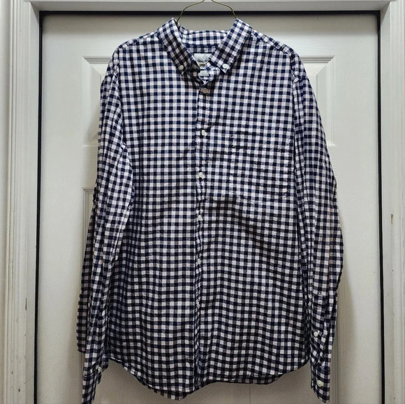 Goodfellow & Co Button Down Shirt Men's XL Plaid Blue Pink Plaid Long Sleeve - Picture 1 of 8
